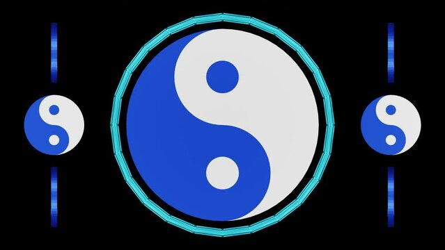 Decorative video with rotating 3d yin yang symbol