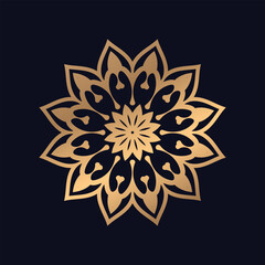 Beautiful Pattern mandala golden with a black background elegant design