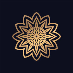 Cute Flower Pattern mandala golden with a black background elegant design