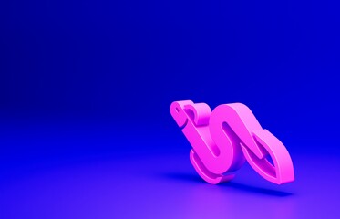 Fototapeta premium Pink Eel fish icon isolated on blue background. Minimalism concept. 3D render illustration