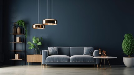 Modern Living Room. Stylish Interior Design Background. Generative AI.