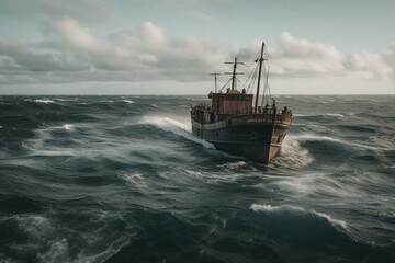 A vessel on the ocean. Generative AI
