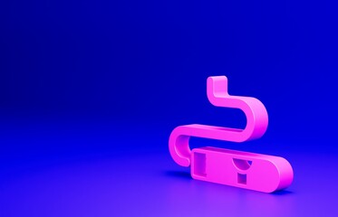 Pink Cigar icon isolated on blue background. Minimalism concept. 3D render illustration