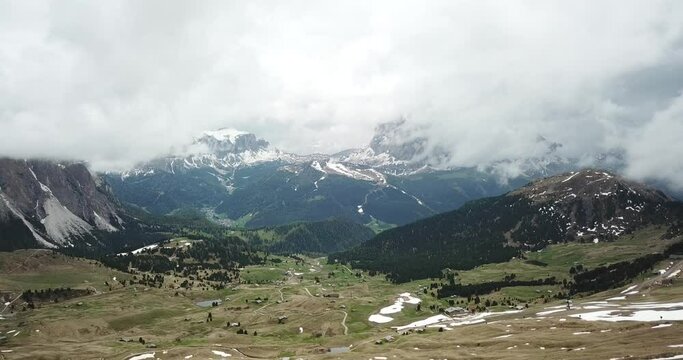 Aerial view of a large valley in Germany's Osterreich mountains.