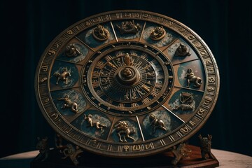 Fototapeta na wymiar A horoscope wheel with zodiac signs. Generative AI