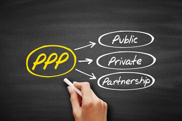 PPP - Public-private partnership, acronym business concept on blackboard