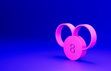 Pink Bingo or lottery ball on bingo card with lucky numbers icon isolated on blue background. Minimalism concept. 3D render illustration