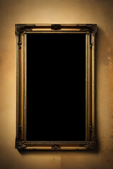 Blank vintage frame on a wall. Generative ai