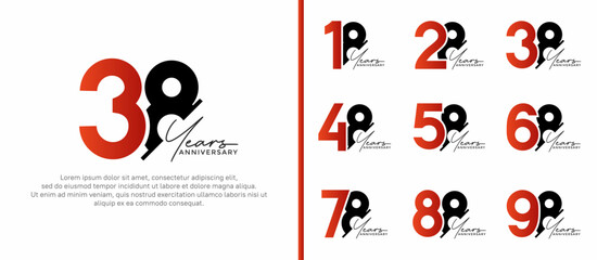 Naklejka premium set of anniversary logo style orange and black color on white background for special moment