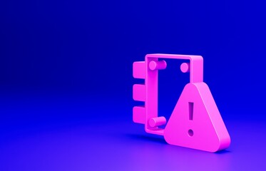 Pink House under protection icon isolated on blue background. Home and lock. Protection, safety, security, protect, defense concept. Minimalism concept. 3D render illustration