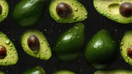 Seamless wallpaper background of Avocado. Photorealistic texture tile generatie ai