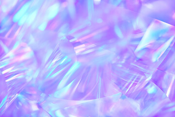 Close-up of ethereal pastel neon blue, purple, lavender, mint holographic metallic foil background....