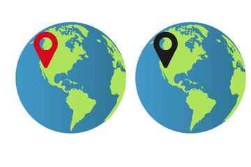 Map pin icon. Target and poiner set vector ilustration.