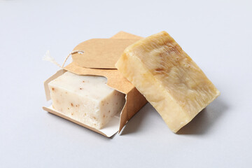 Concept of bath and skin care accessories - soap