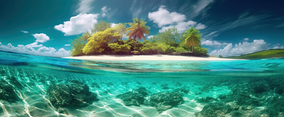 Fototapeta na wymiar tropical island in the sea Generative Ai