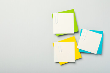 Concept of different office accessories - paper with clip