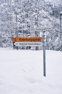 a sign in the snow