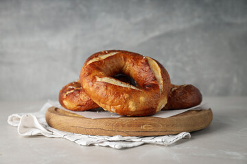 Concept of tasty food - bagel, tasty bakery products