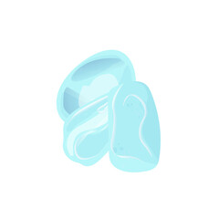 Crystal Stone Set. Healing Transparent Healing Quartz. Blue Gradient Transparent Bright Gemstone. The Magic Gem
