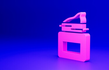 Pink Cream or lotion cosmetic jar icon isolated on blue background. Body care products for men. Minimalism concept. 3D render illustration