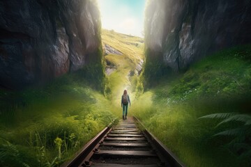 person, taking a journey to unknown and unexplored area, with new discoveries around every turn, created with generative ai