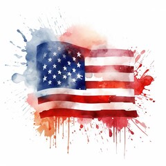 American flag in watercolor style. generative ai
