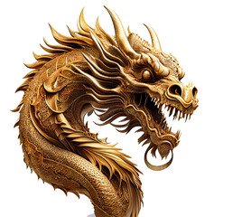 Chinese golden dragon on a transparent background (PNG) generative AI - obrazy, fototapety, plakaty