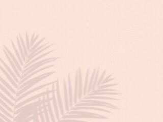Pastel background, palm tree leaves on the wall