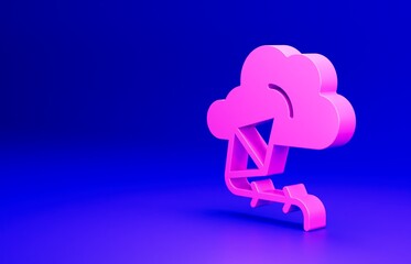 Pink Kite icon isolated on blue background. Minimalism concept. 3D render illustration