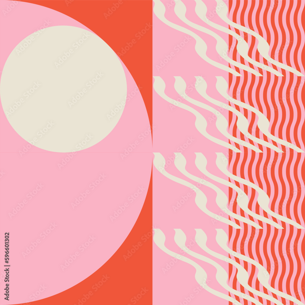 Fototapete modern abstract geometric vector seamless pattern with simple elements and shapes like circle, squar