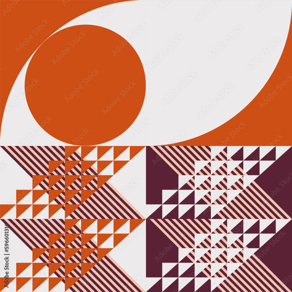 Fototapete modern abstract geometric vector seamless pattern with simple elements and shapes like circle, squar