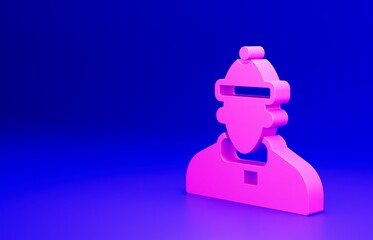 Pink Autumn clothes icon isolated on blue background. Minimalism concept. 3D render illustration