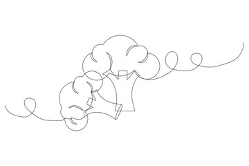 Line art illustration with broccoli line. Cooking background. Organic food. Vector illustration.