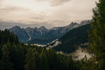 Dolomites, Italy - nov, 2021 Great view from the mountain overlooking Monte Punta