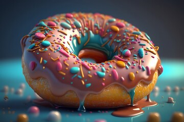 Fototapeta na wymiar Close-up of a Delicious Donut. Generative AI
