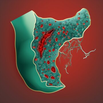 Cartoon parathyroid gland with calcium