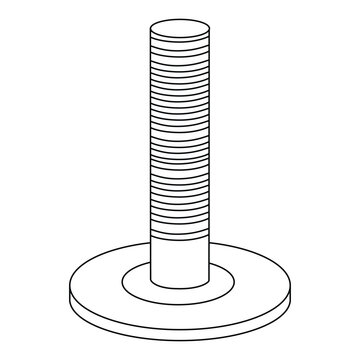 black and white bolt with washer clip art preview
