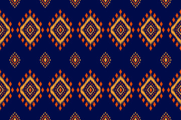 Fabric ikat pattern art. Ethnic seamless pattern traditional. American, Mexican style. Design for background, wallpaper, illustration, fabric, clothing, carpet, textile, batik, embroidery.