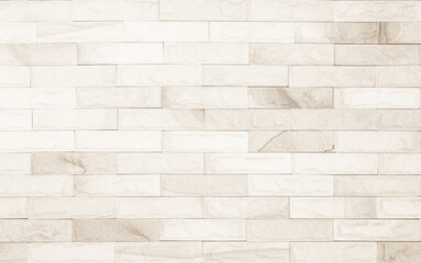 Obraz premium Cream and white brick wall texture background. Brickwork and stonework flooring interior rock old pattern design.