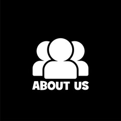 About us logo isolated on black background  