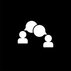 Chat logo symbol, People logo sign isolated on black background 