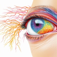 Cartoon optic nerve with retina