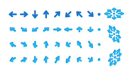 いろいろな方向のアイソメトリックの矢印アイコンセット