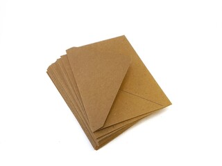 Brown paper textured envelope single multiple object isolated on white background