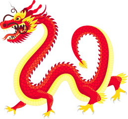 Traditional chinese red dragon vector cartoon illustration.. Zodiac sign. Sacred animal, a symbol of goodness and power. Asian, japanese mascot and tattoo or T-shirt. 