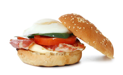 Tasty egg Benedict isolated on white background