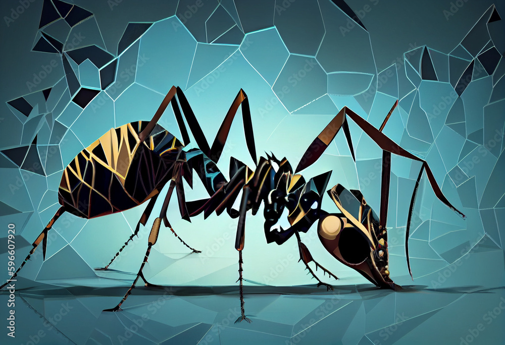 Poster beautiful abstract illustration of an ant background. generative ai technology.