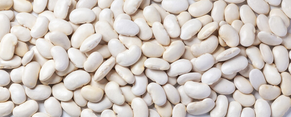 Heap of white beans texture and background