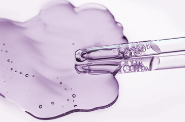 Cosmetic texture serum emulsion drop with pipette dropper purple