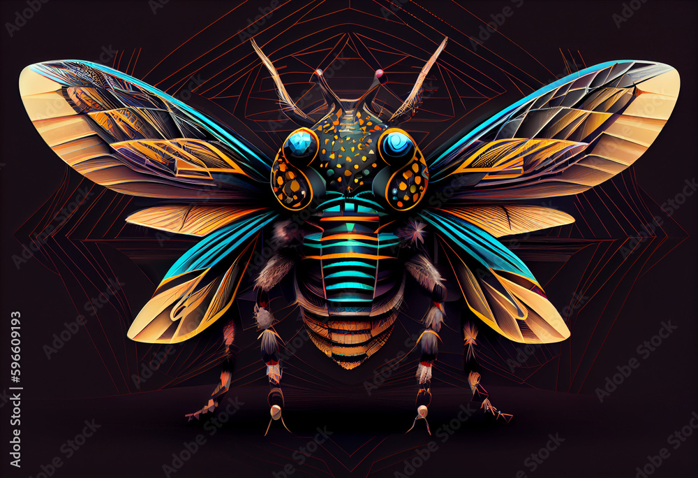 Poster beautiful abstract illustration of an moth background. generative ai technology.